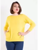 Volpato maglieria | Pullover giallo con le tasche fino alla taglia 58