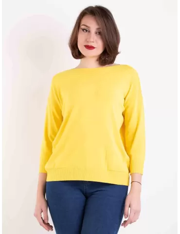 Volpato Italian knitwear  Yellow pullover cotton sweater plus size
