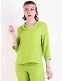 Volpato Glam| Blusa casacca verde acido collo risvoltato fino alla 60