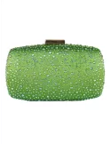 Green silk purse jewel bag with iridescent rhinestones