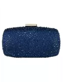 Anna Cecere Dark blue silk purse jewel bag with rhinestones