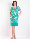 Rubamori Italy | Green fuchsia pull-on tunic summer dress plus size