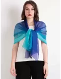 Blended blue and turquoise formal silk scarf shawl