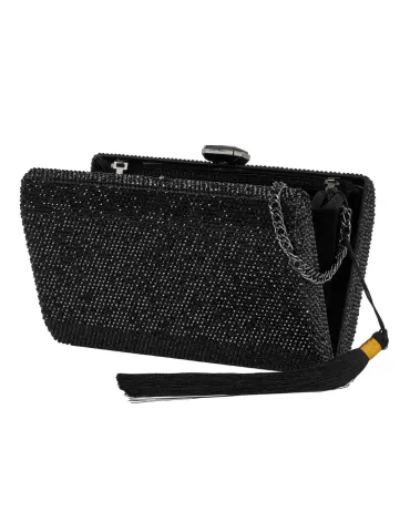 Black jewelled outlet clutch bag