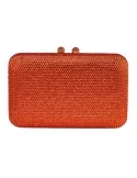 Shiny orange crystals silk formal purse jewel bag