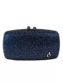 Borsa blu gioiello di strass con logo oro Anna Cecere Bags aca0130