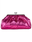 Shiny fuchsia glossy faux leather granny purse jewel bag