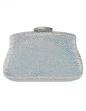 Shiny silver iridescent crystals jewel bag baroque shaped