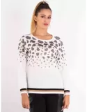 Piero Moretti milky white wool sweater with spots rhinestones