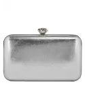 Anna Cecere silver shiny faux leather purse jewel bag