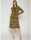 Mercuriali yellow wool crowns jacquard jacket with fringes