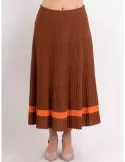 Piero Moretti light brown and orange wool plissè skirt plus size available