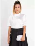 Piero Moretti F/W 2023-24 | White silk baloon sleeves top blouse shirt