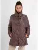 Blue Overcoat | Plus size brown silk padded jacket winter coat