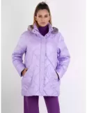 Plus size lilac fur hooded down coat jacket Blue by Pregio