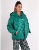 Blue Overcoat Italy | Plus size green hooded padded jacket cape