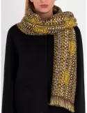 Black and yellow crowns design wool & silk jacquard scarf | Mercuriali