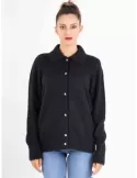 Francesca Mercuriali | Plus size black mohair wool polo cardigan jacket