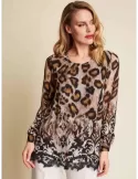 Piero Moretti animal and baroque printed silk blouse shirt