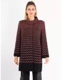 Aldo Colombo elegant black and red herringbone pure wool coat