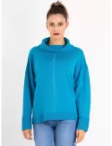 Volpato Women Luxury Knitwear | Blue merino wool turtleneck box sweater