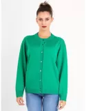 Emerald green thin wool cardigan classic jacket by Volpato