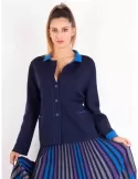 Aldo Colombo Italy | Dark and royal blue pure wool jersey jacket