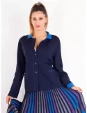 Aldo Colombo online | Giacca blazer blu interno azzurro jersey lana