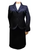 Dark blue silk brocade jacket and skirt formal plus size suit