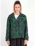 Dark green and black double breast brocade formal jacket