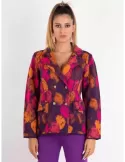 Frida Madè Italy | Purple orange fuchsia jacquard wool double breast jacket