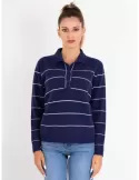 Riva online Italian knitwear | Blue wool and cashmere polo neck sweater