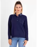 Riva online Italian knitwear | Blue wool and cashmere polo neck sweater