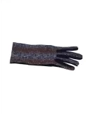 Dove brow and light blue designed fashion pile gloves