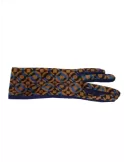 Mustard yellow and blue pattern designed fashion pile gloves