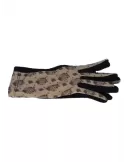 Dove brown lace pattern black fashion pile gloves