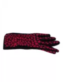 Red little hearts pattern black pile fashion gloves