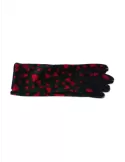 Red little hearts pattern black pile fashion gloves