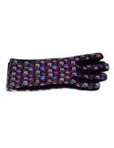 Turquoise and brown pattern black fashion pile gloves