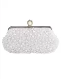 Anna Cecere white pearls granny purse jewel formal bag