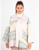 Tricot Chic pastel colors patchwork wool jacket