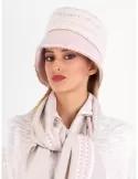 Tricot Chic Italian Hats | White and pink wool tweed bucket cloche hat cap