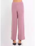 Aldo Colombo Online | Pantaloni palazzo cady rosa con spacco e bottoni