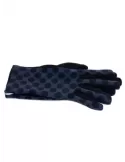 Bottega de Guanto | Blue polka dots pattern black pile fashion gloves