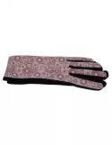 Lilac and pink circles pattern black pile fashion gloves