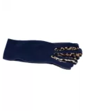 Animal printed inner fingers blue pile gloves