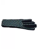 Turquoise and green dots pattern black pile fashion gloves