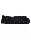 Cashmere lining leather profile grey polka dots cotton gloves