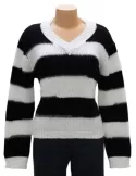 Frida Madè Italian Knitwear | Black and white alpaca merino wool sweater