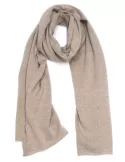 Musetti wool and cashmere plain beige tricot scarf with golden thread